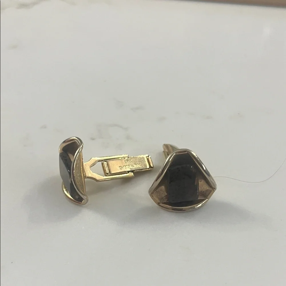Gold and Brown Stone Cufflinks
